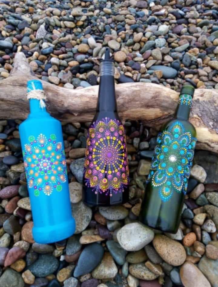 Dot Mandala Bottle Painting