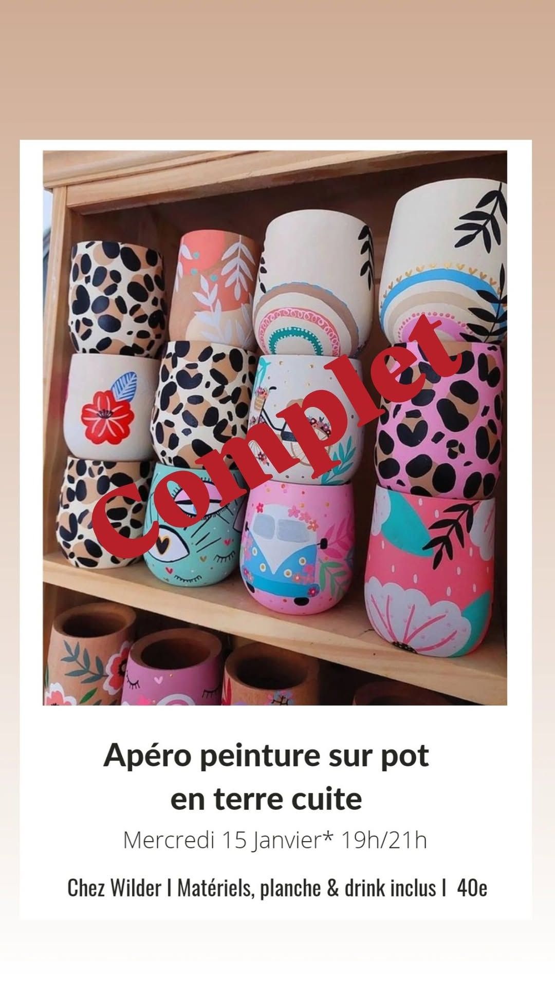 Ap\u00e9ro peinture sur pot en terre cuite