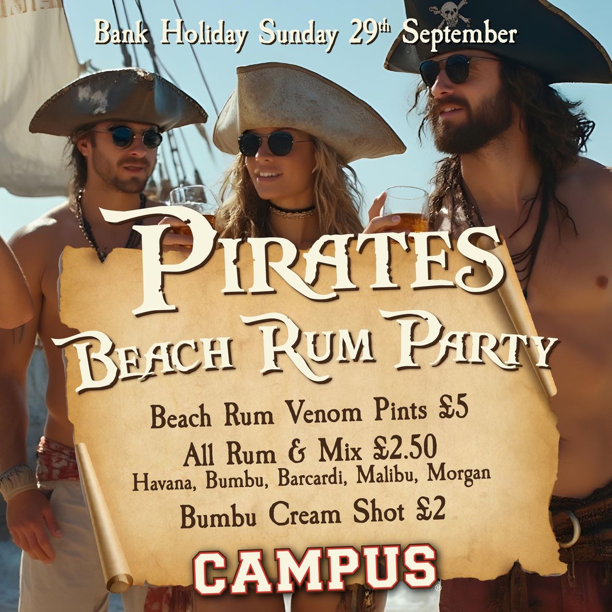 Campus Pirates Beach Rum Party\ud83c\udff4\u200d\u2620\ufe0f\ud83e\udd43