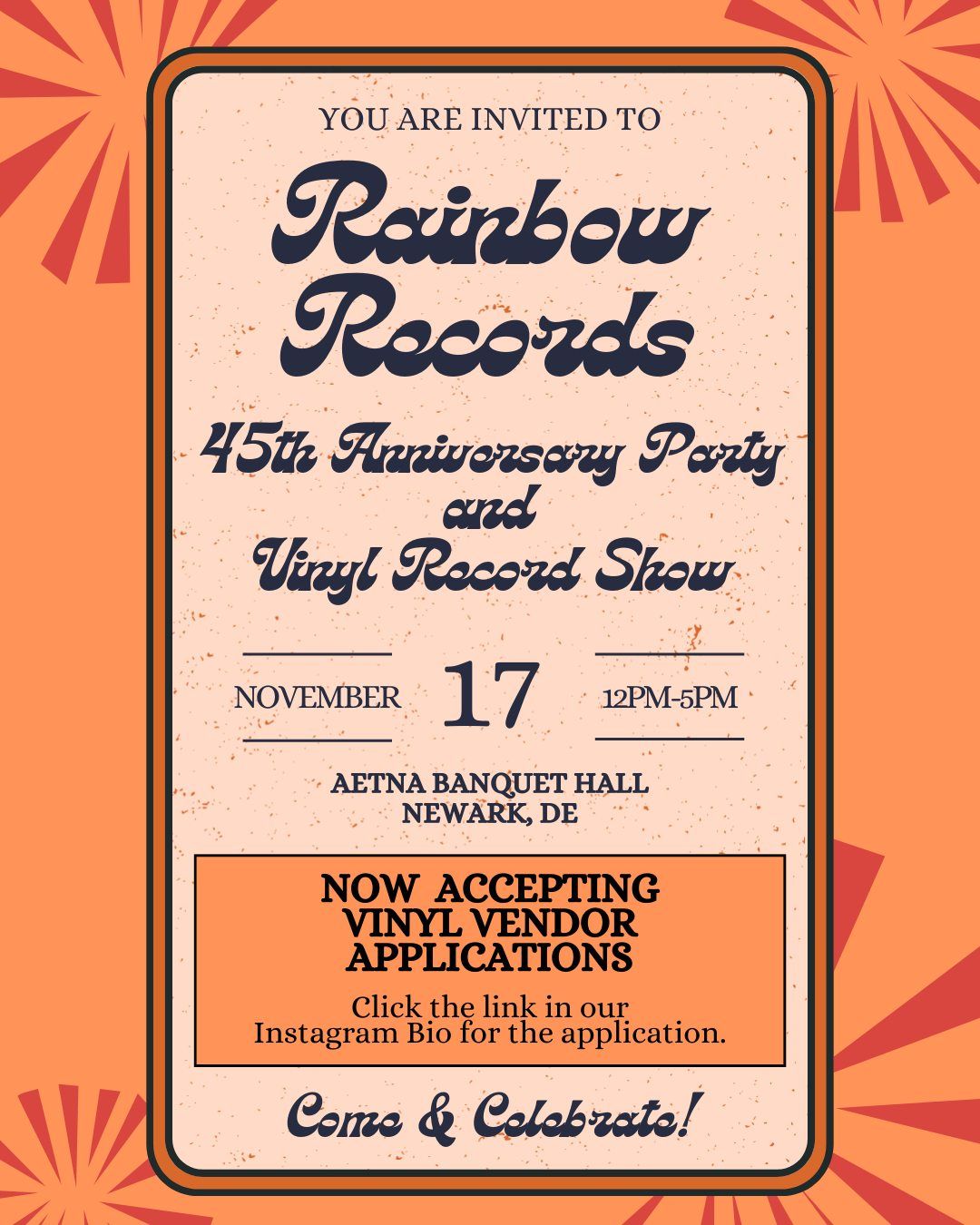 Rainbow Records 45th Anniversary Party and Record Show