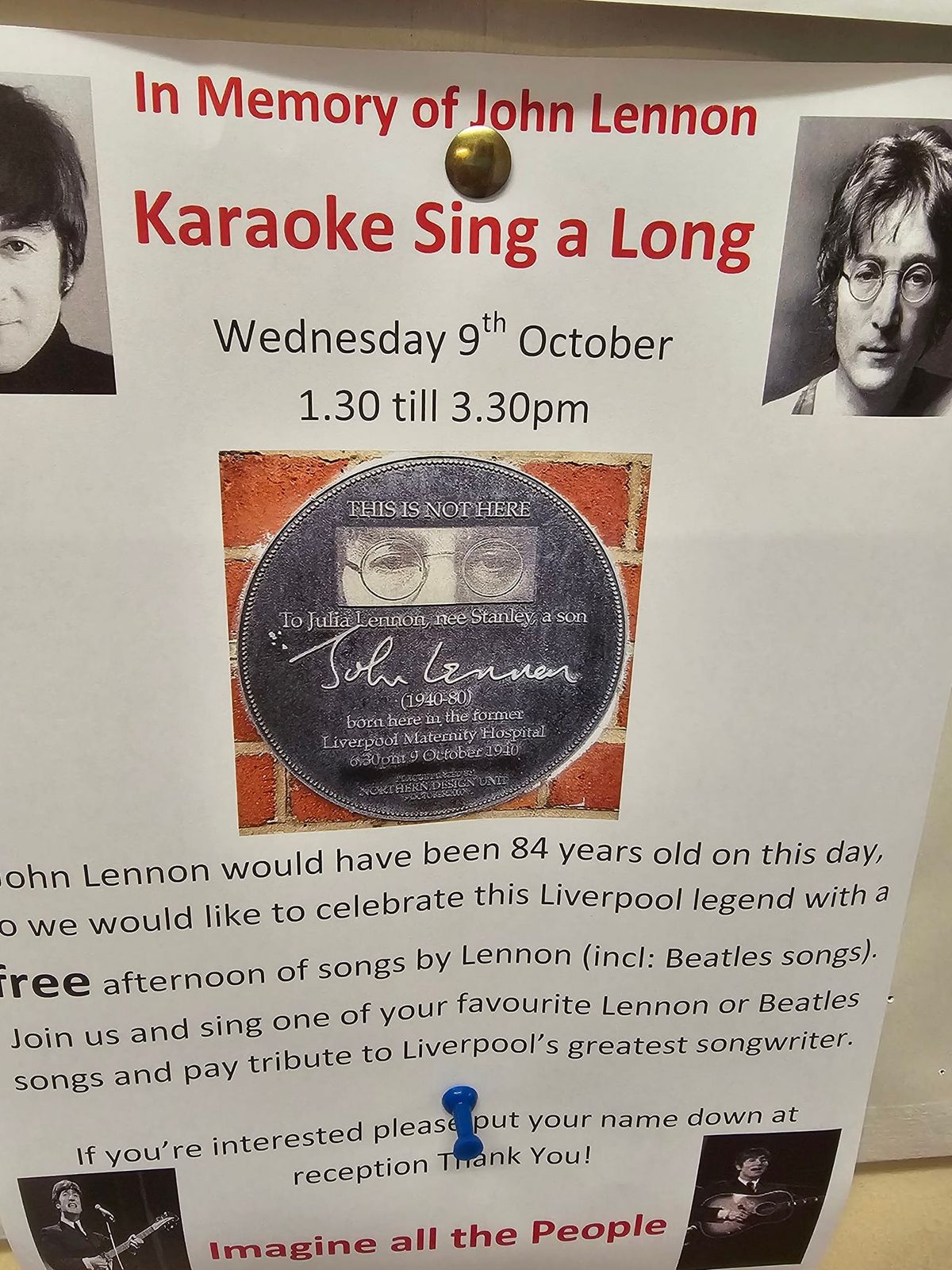 In memory of John Lennon sing along