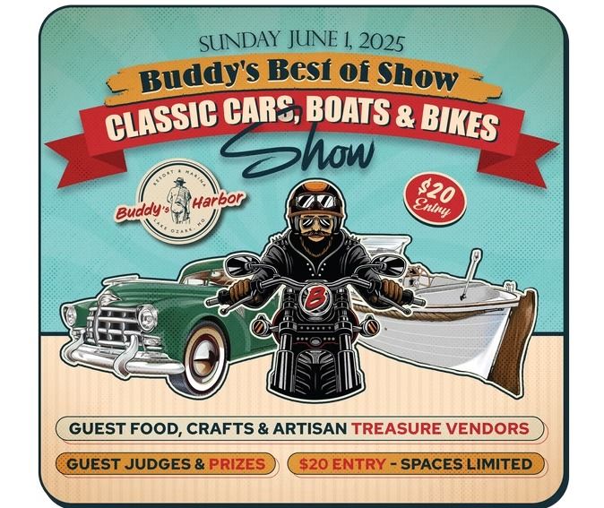 Buddy's Harbor Best of Shows: Cars, Bikes & Boats Show -  Sunday June 1st