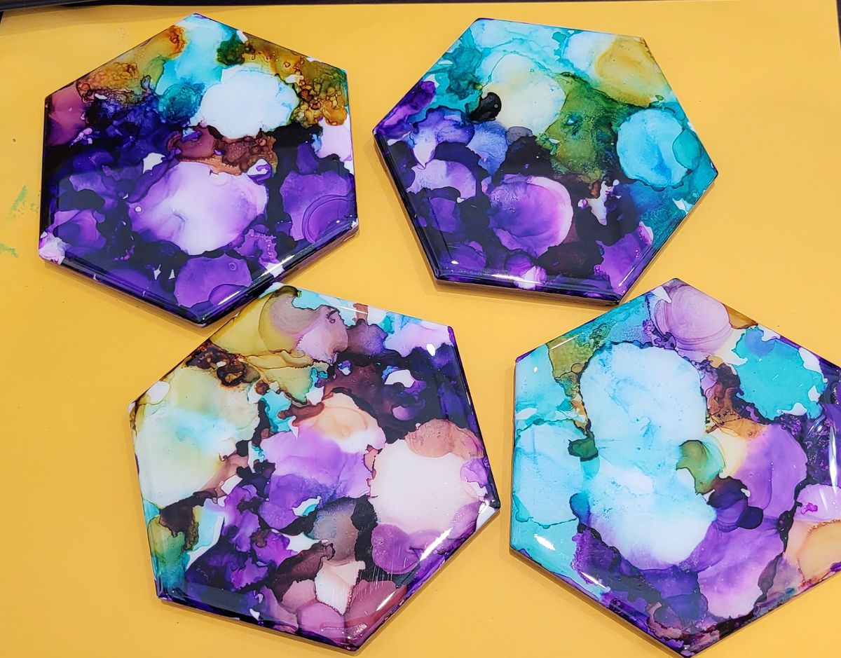 Alcohol Ink and Resin Coaster (4)