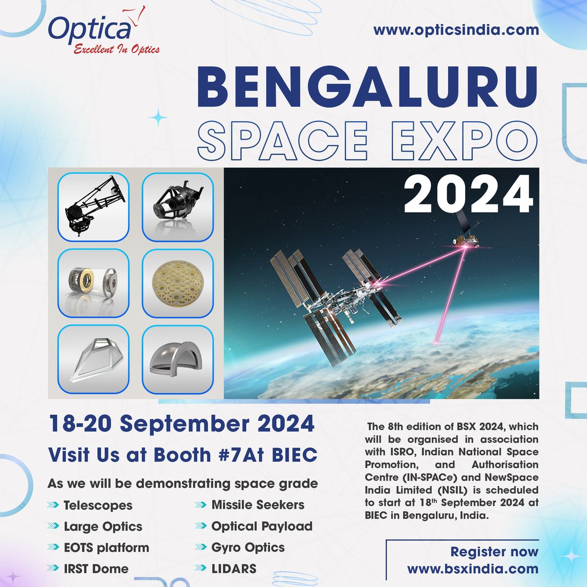 Optica at Bengaluru Space Expo 2024