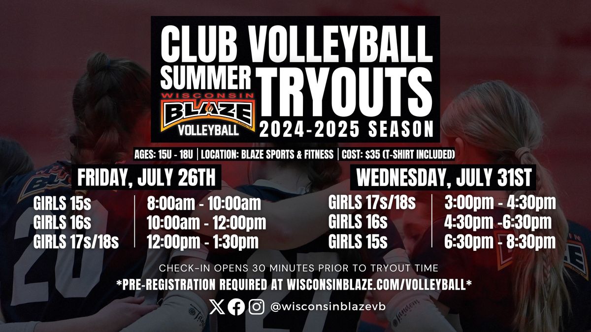 15s-18s Summer Volleyball Tryouts