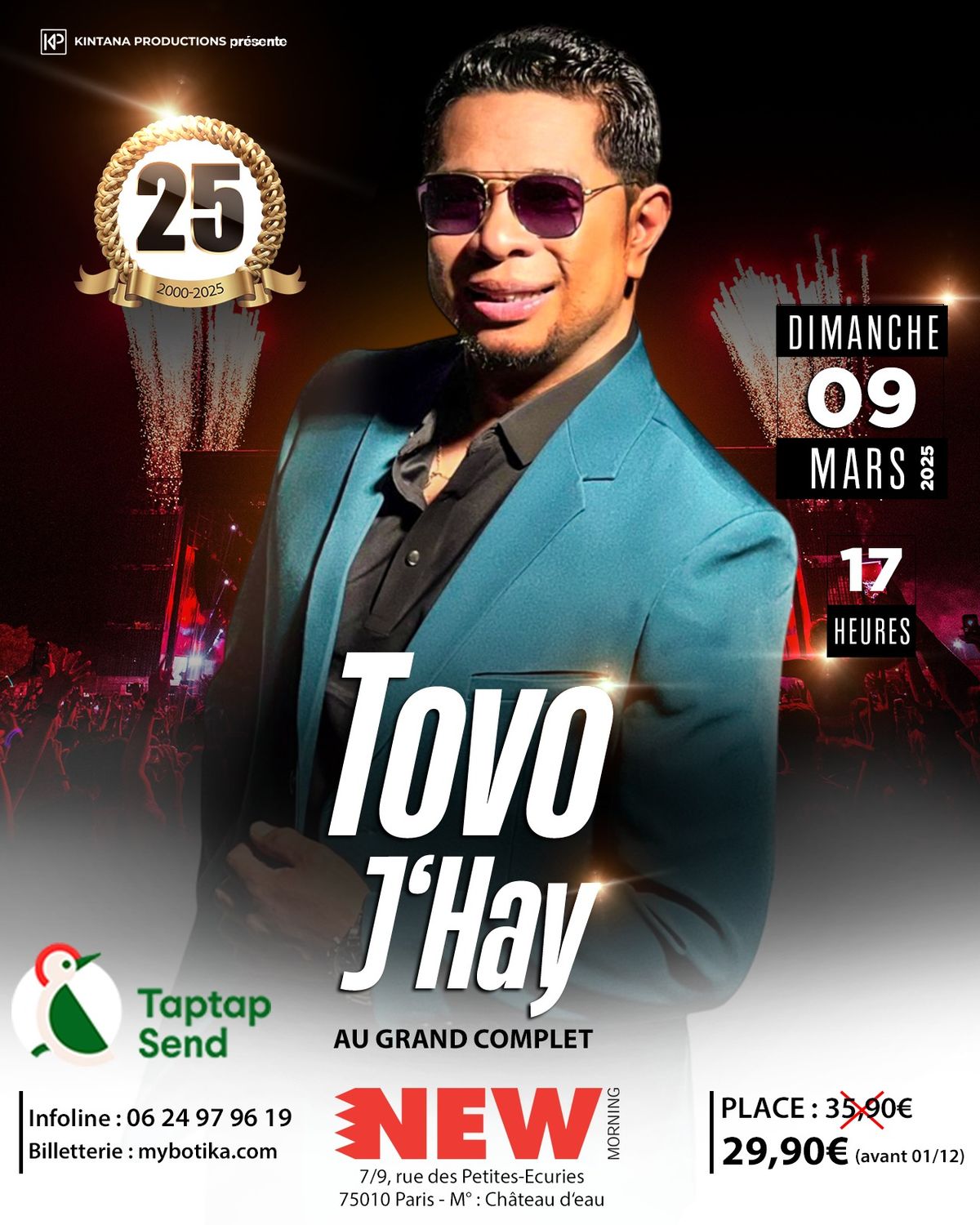 TOVO J'HAY 25e\u0300me ANNIVERSAIRE DE SCE\u0300NE au New Morning