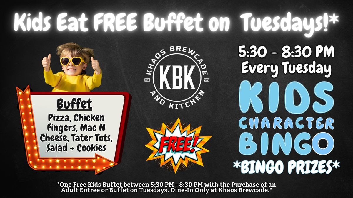 Kids Eat Free Buffet + Kids Bingo Tuesday Nights at Khaos Brewcade