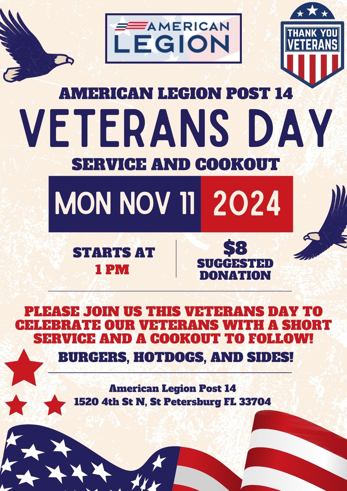 Post 14 Veterans Day Cookout