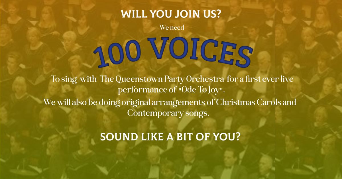 Will you join us?  Looking for 100 Voices to sing on Dec 8th