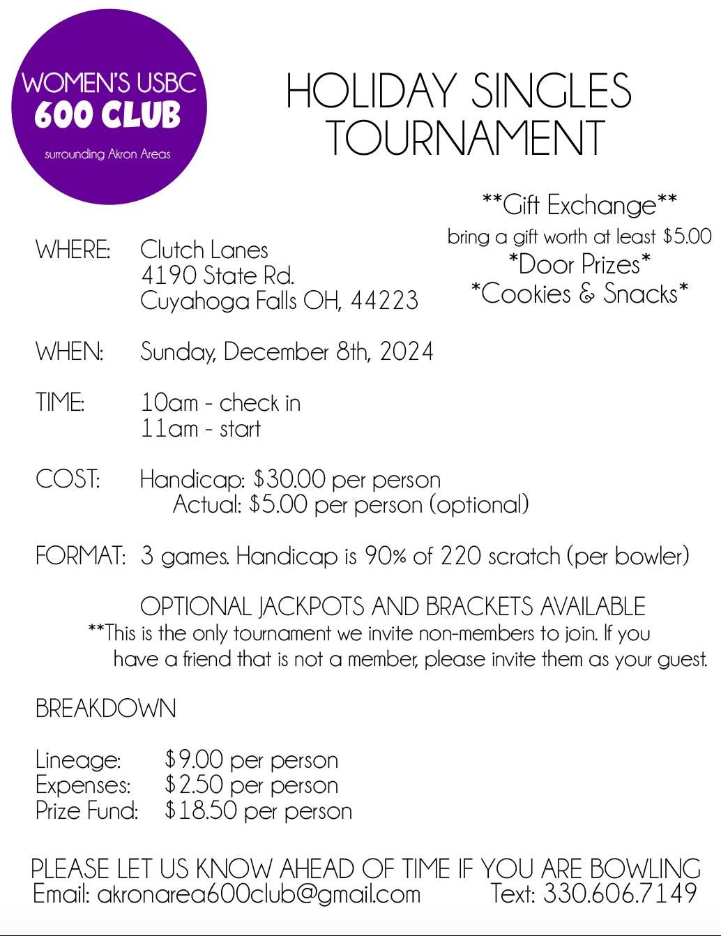 Holiday Singles Tournament