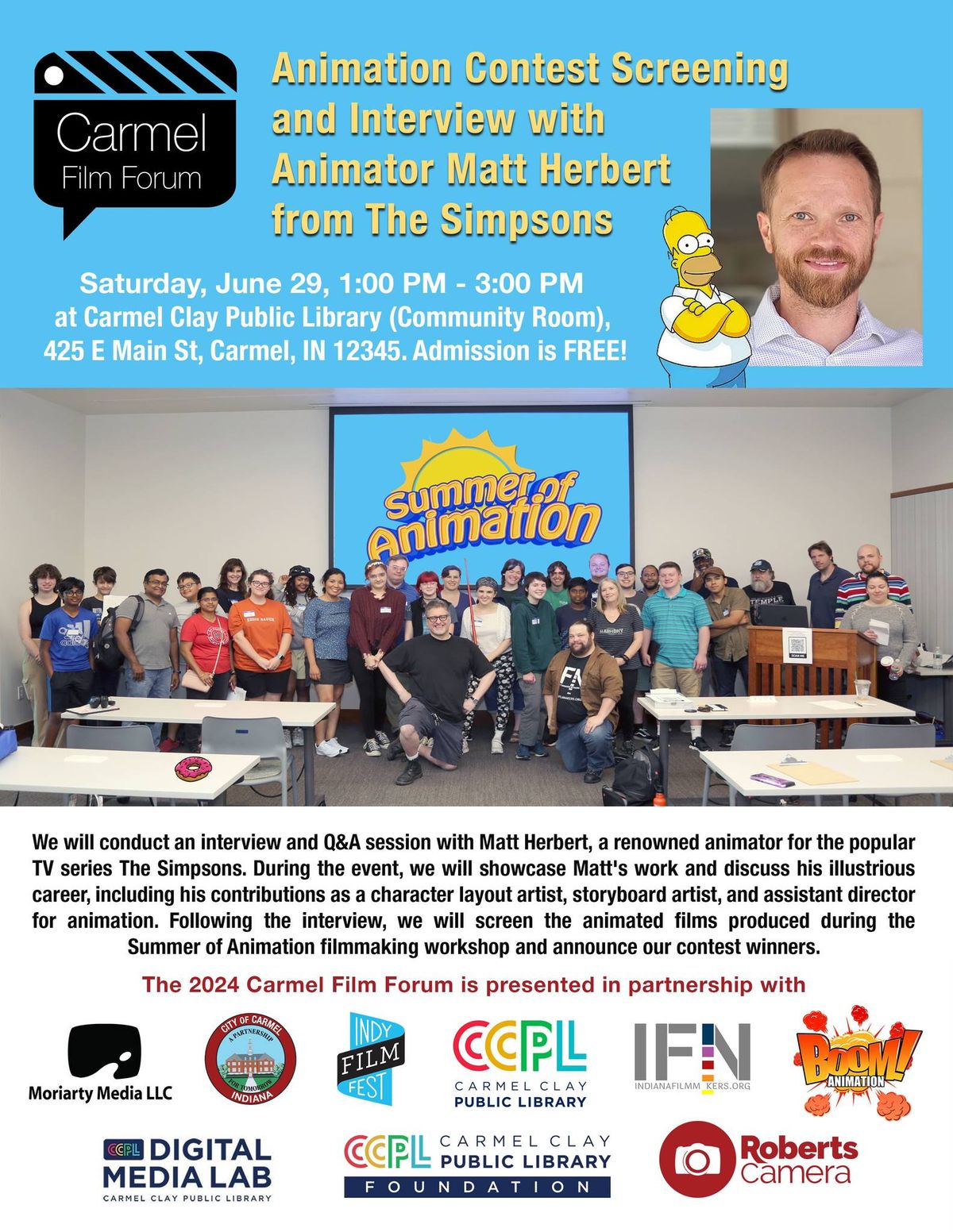 2024 Carmel Film Forum- Animation Contest Screening and Interview with Animator Matt Herbert from The Simpsons