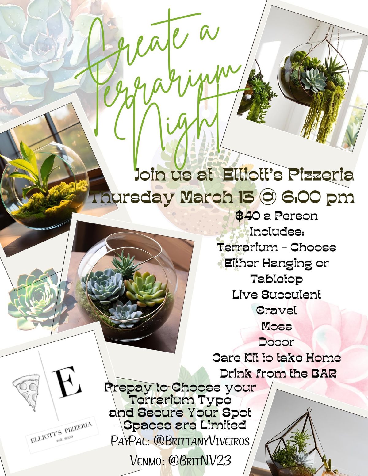 Create A Terrarium Night @ Elliott\u2019s Pizzeria