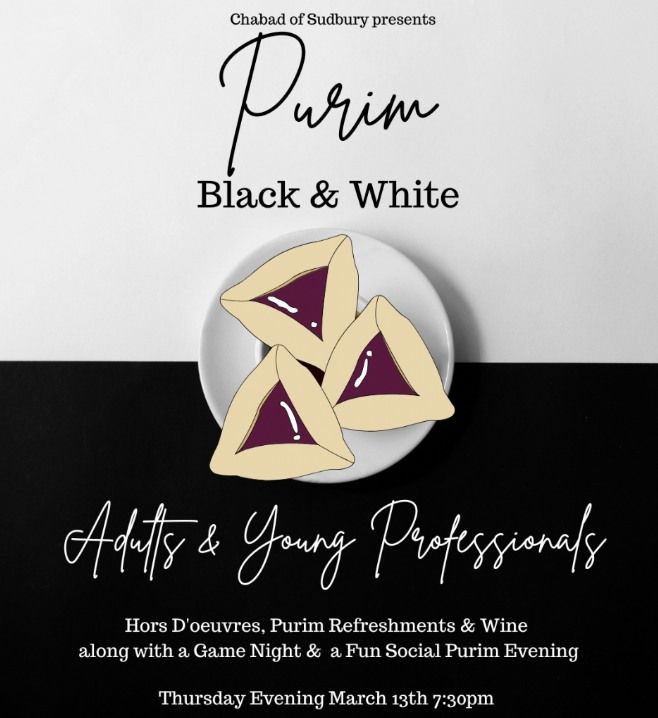 Black & White Adult Purim Celebration