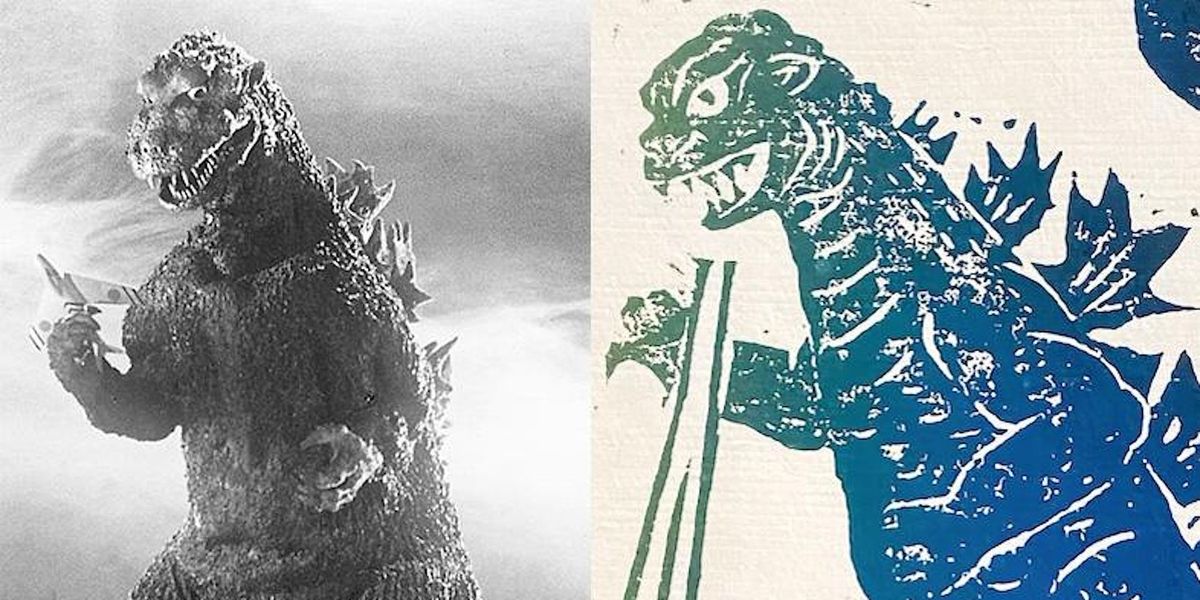 Godzilla Ukiyo-e "Japanese Woodblock Printing"