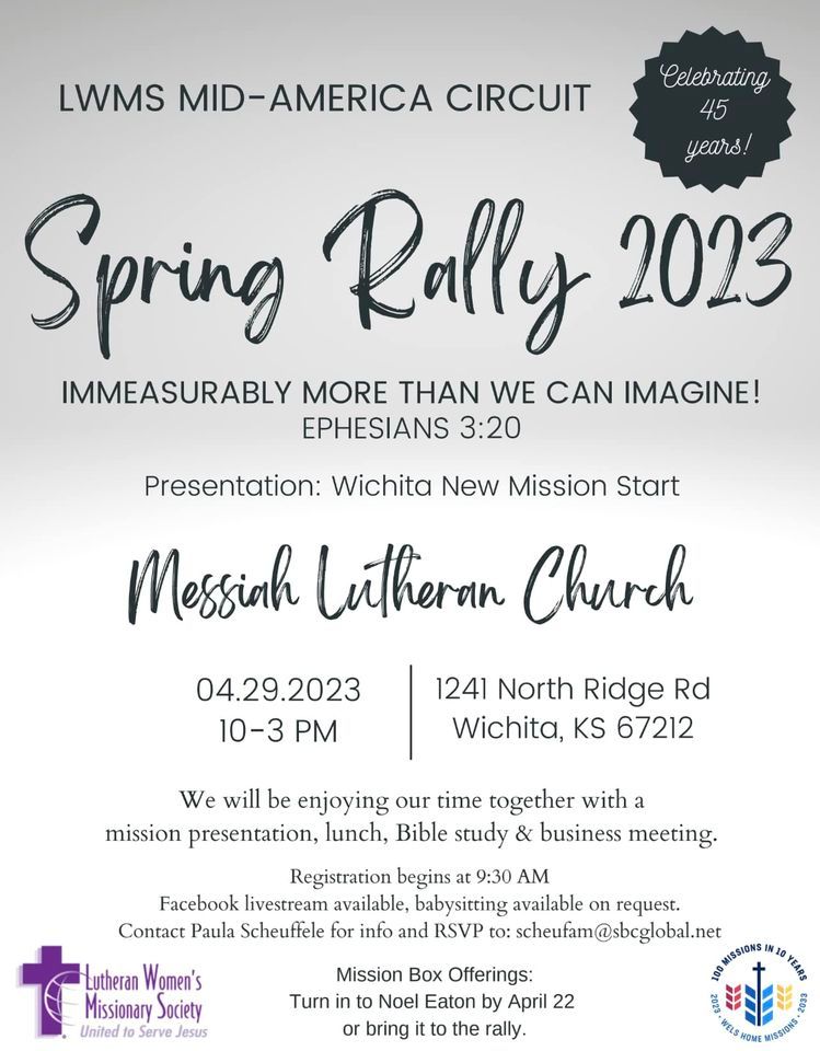 LWMS Mid-America Circuit Spring Rally 2023, Messiah Evangelical ...