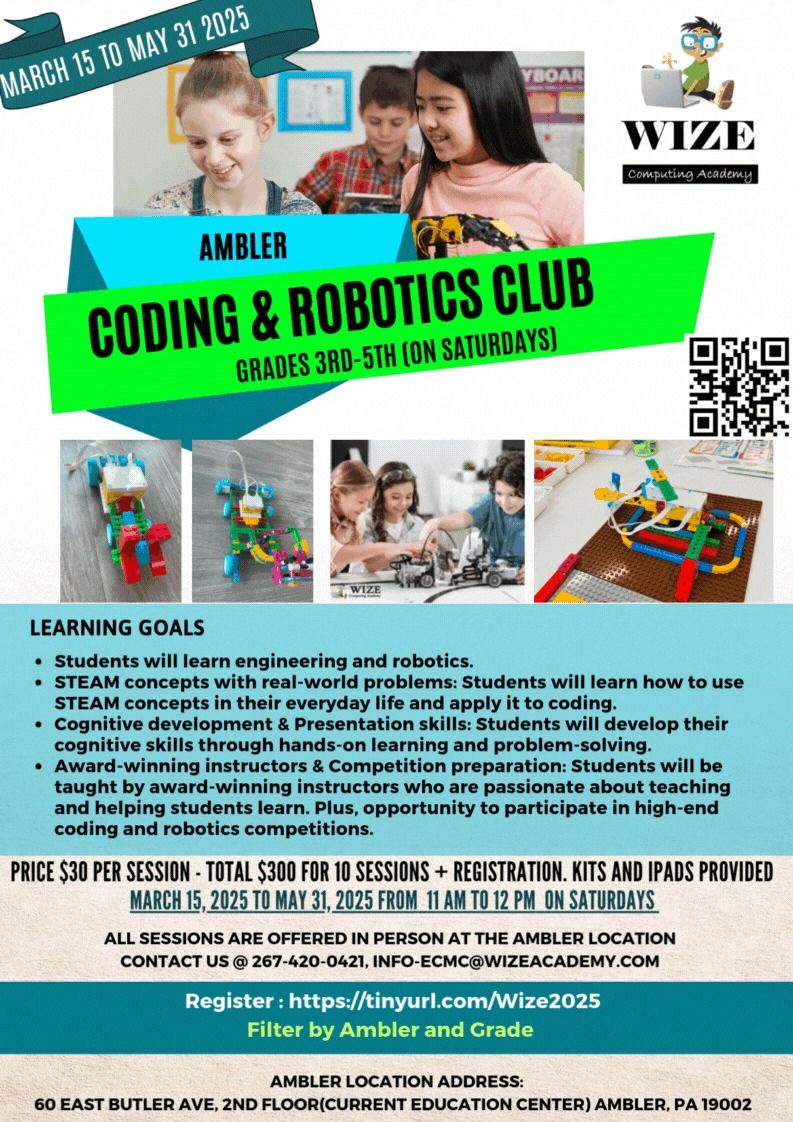 Coding & Robotics STEM sessions for KG-5th grade