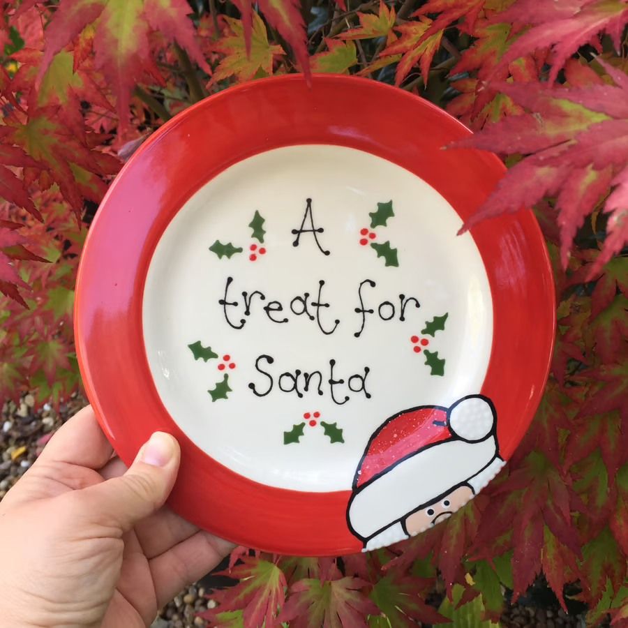 Parent and Kid Ceramics- Santa cookie plate and cup