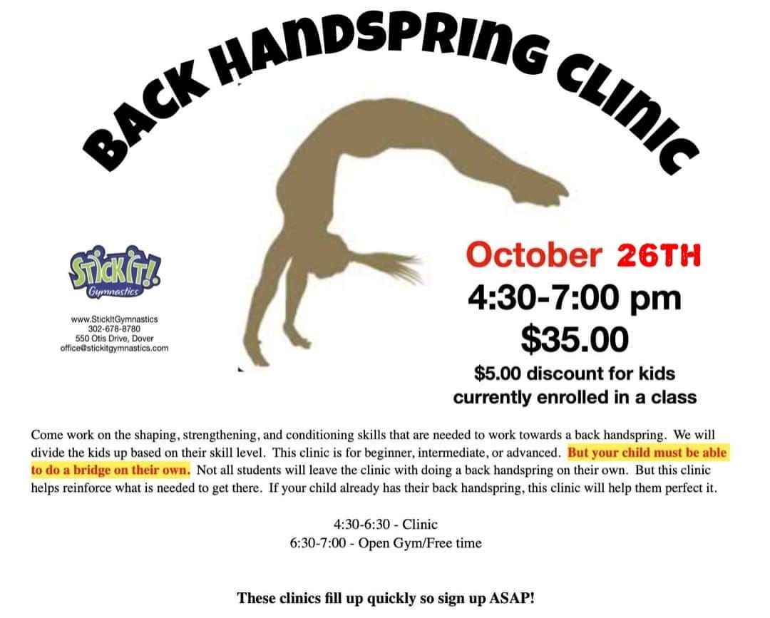 Back Handspring Clinic (Ages 6-17)