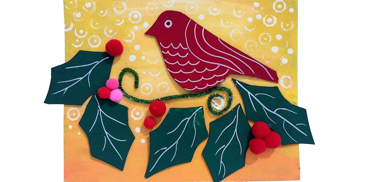 Mixed Media Collage, Red Cardinal Art Class for Kids (Ages 5+)