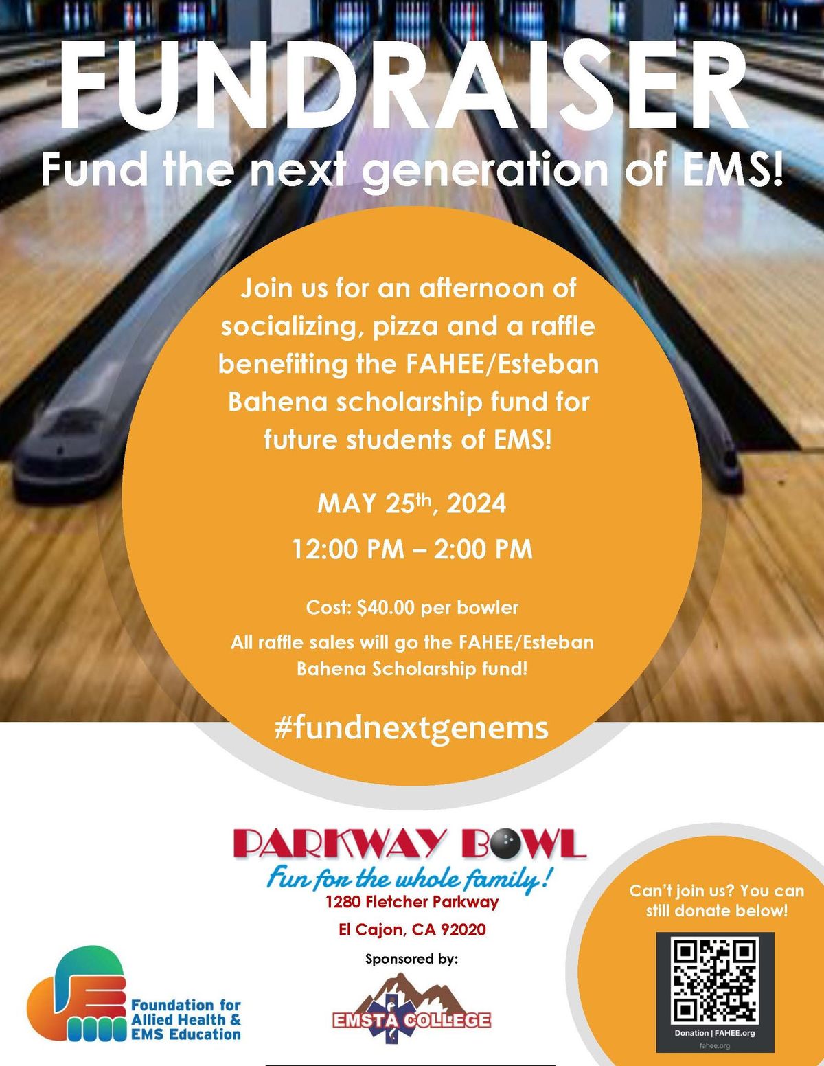 FAHEE Bowling Tournament Fund Raiser for EMS Students