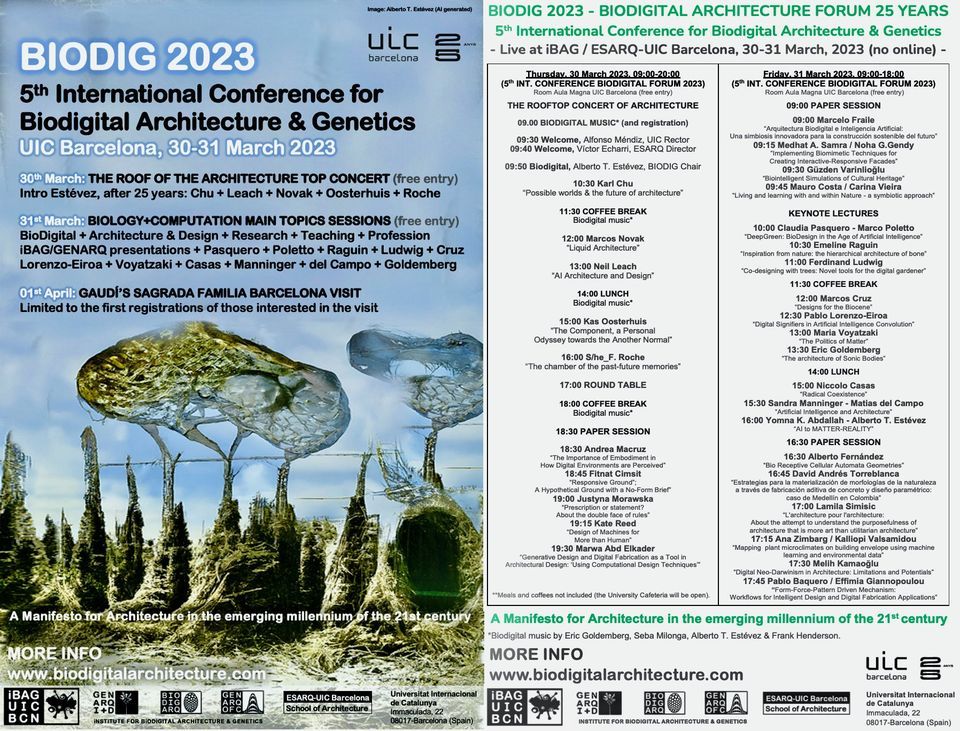BIODIG 2023 - BIODIGITAL ARCHITECTURE FORUM (5th International Conference for BioDig. Architecture)
