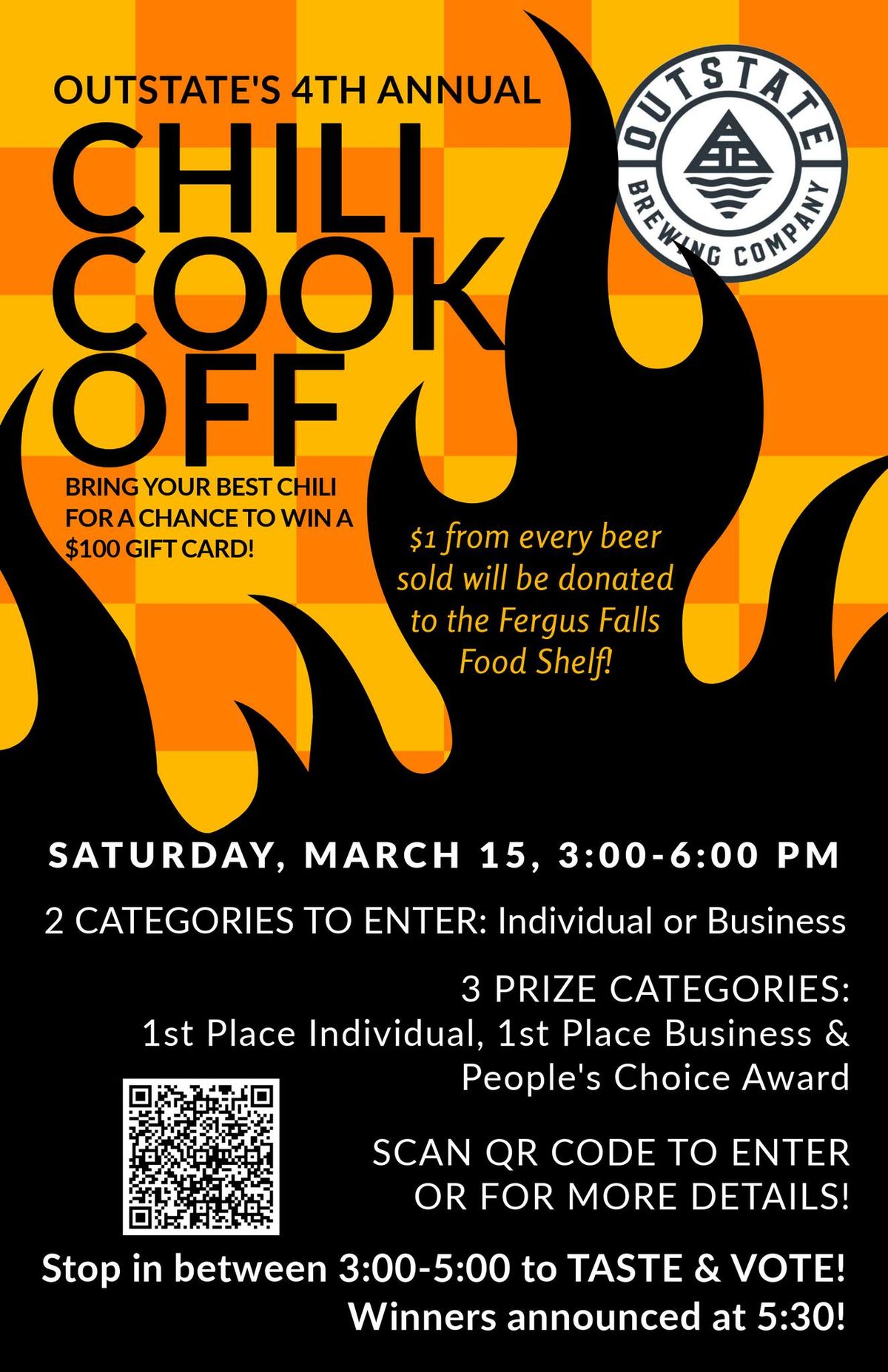 4th Annual Chili Cookoff at Outstate Brewing Company: FREE SAMPLES!