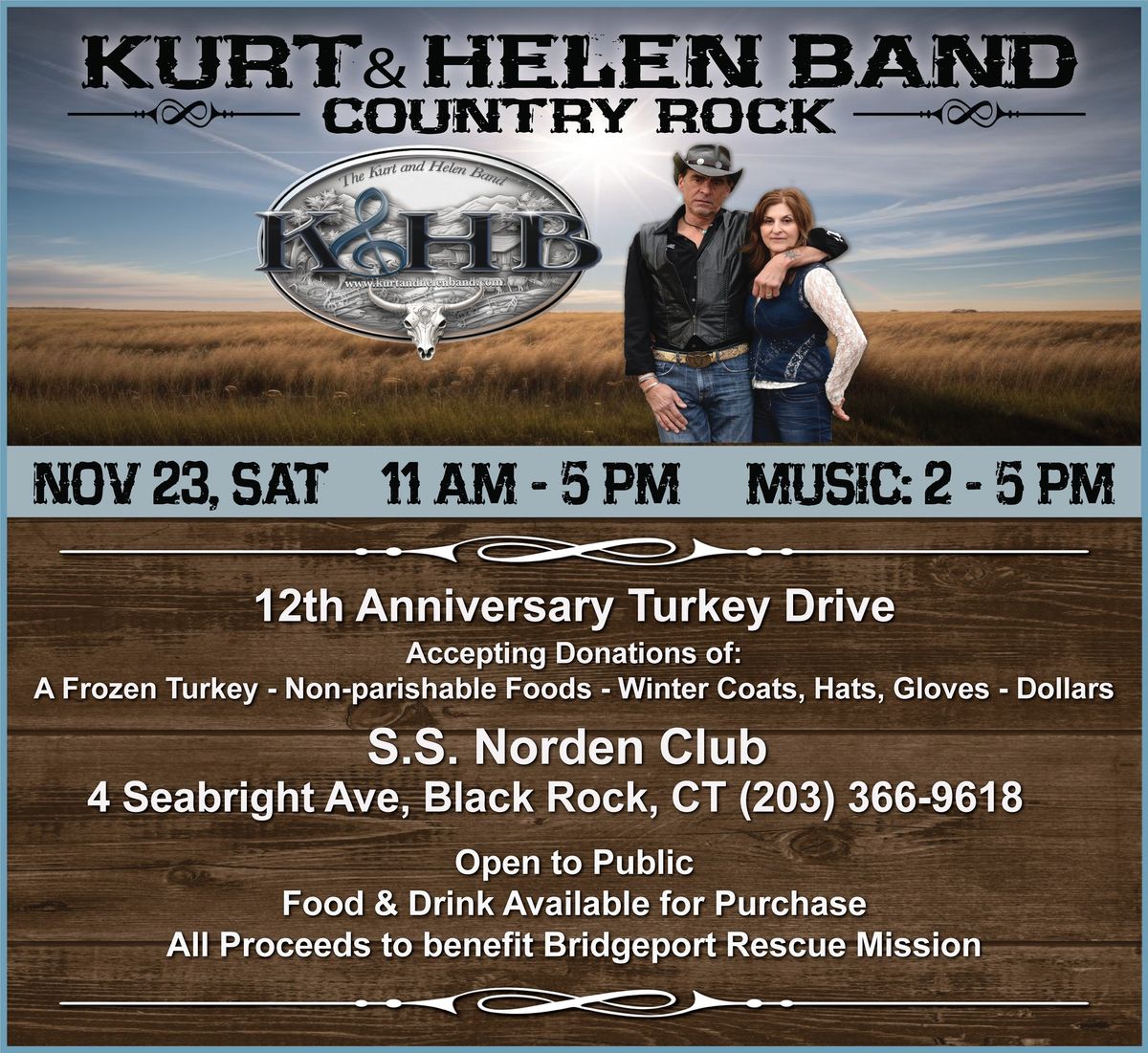 Kurt & Helen Band at S.S. Norden Club, Black Rock, CT: Benefit for Bridgeport Rescue Mission