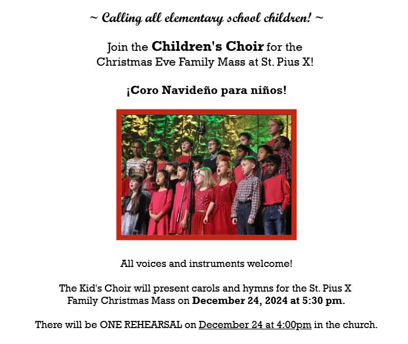 Children\u2019s choir for Family Christmas Mass 