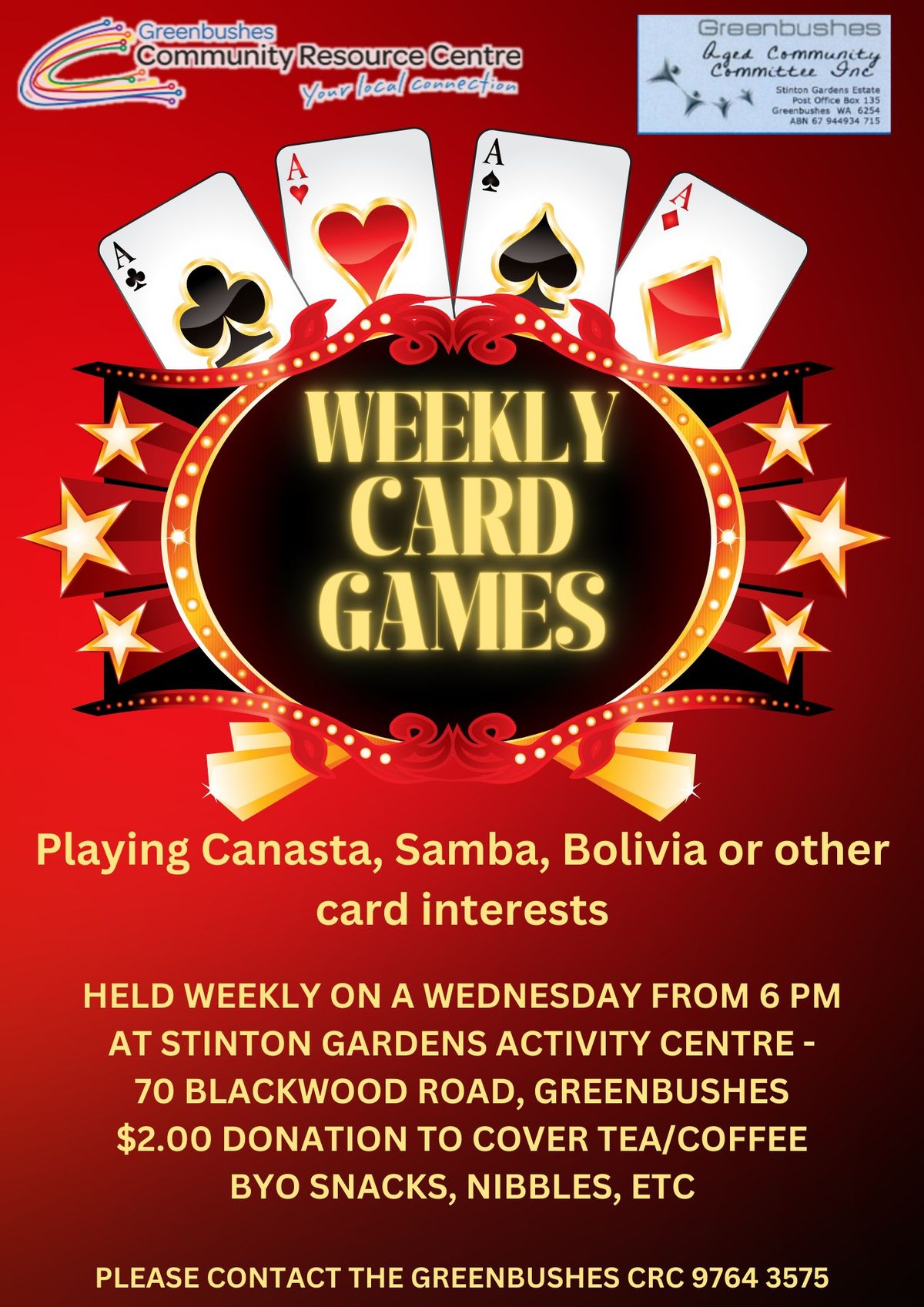 Stinton Garden Weekly Card Games