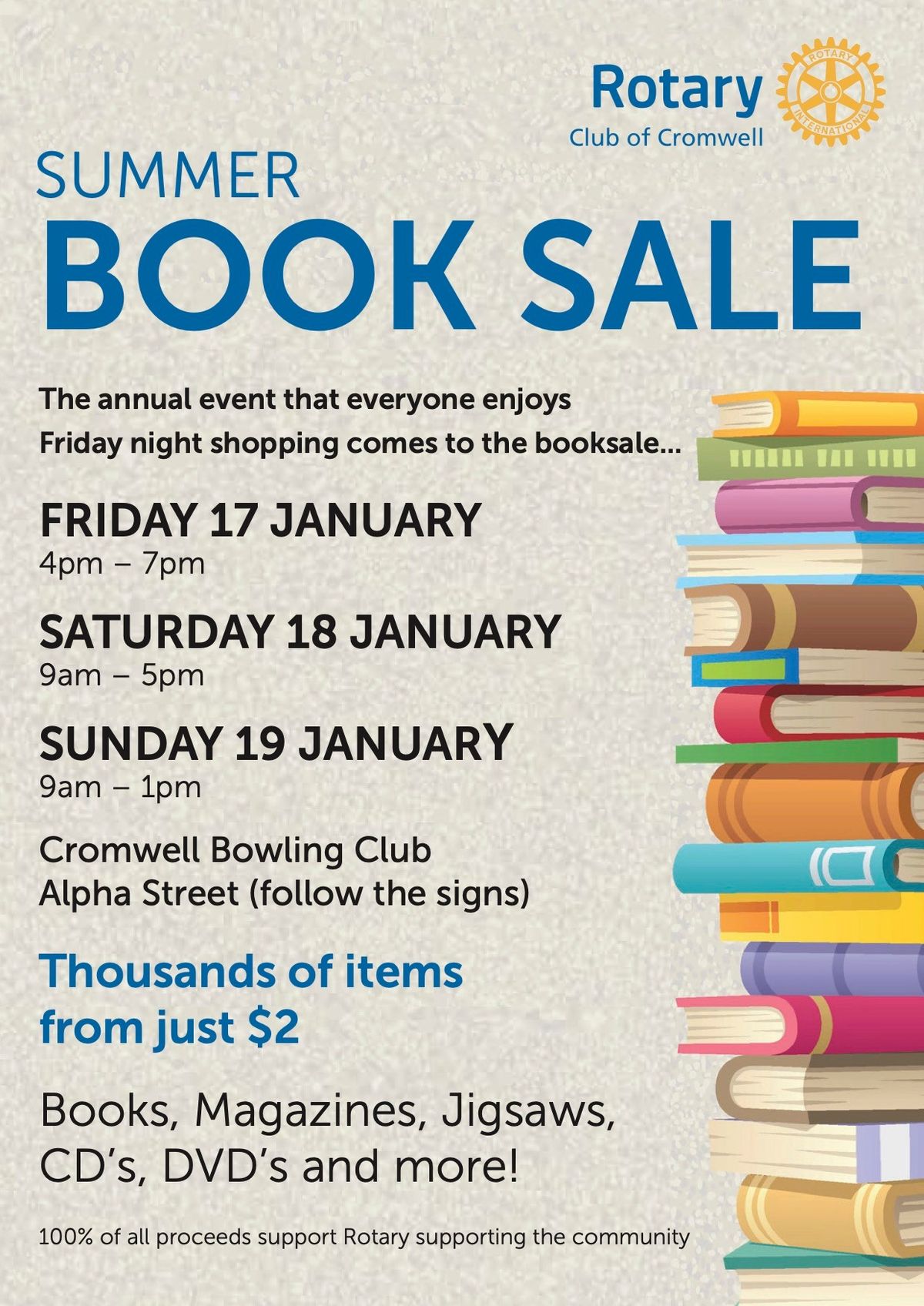 Cromwell Rotary Club Summer Book Sale