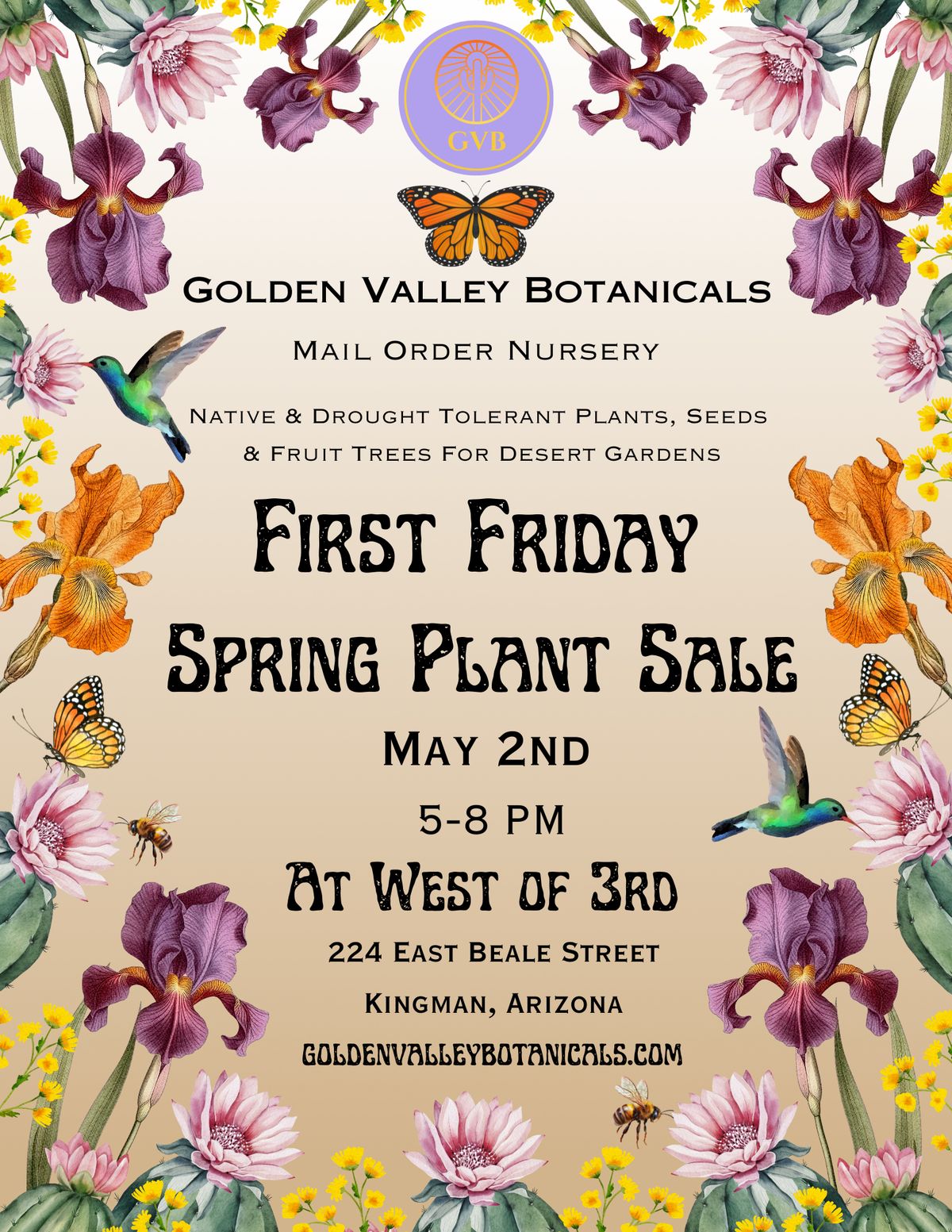 May 2025 First Friday Spring Plant Sale with Golden Valley Botanicals at West of 3rd