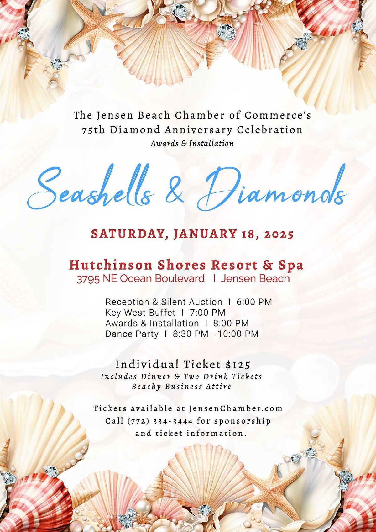 75th Diamond Anniversary Seashells & Diamonds Celebration