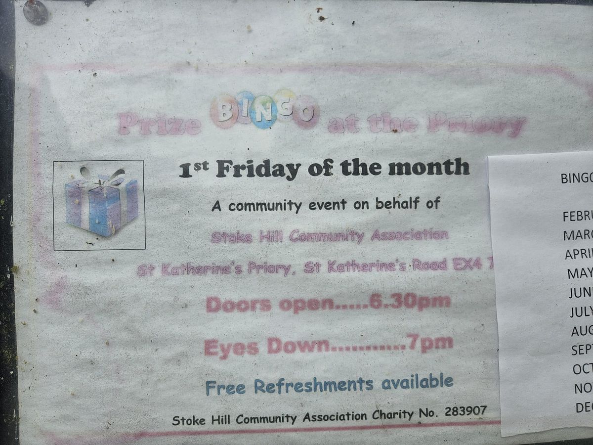 Bingo at St Katherine's Priory next to Morrisons supermarket