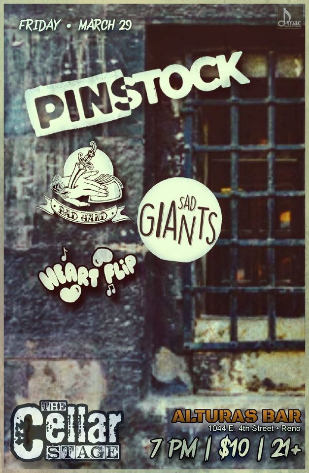 PINSTOCK (L.A.) with Bad Hand \/ Sad Giants \/ Heart Flip