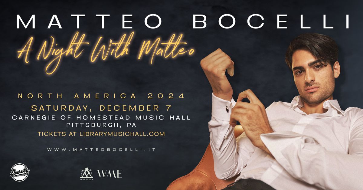 Matteo Bocelli  at Carnegie of Homestead Music Hall