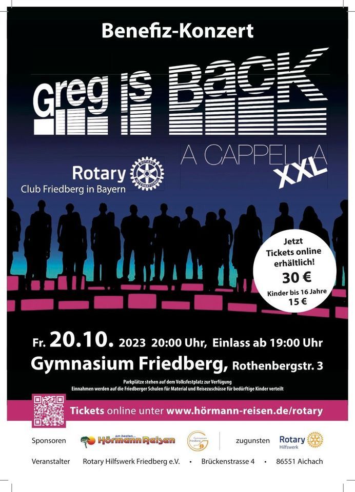 A cappella XXL: Greg is Back spielt Benefizkonzert im Friedberger Gymnasium