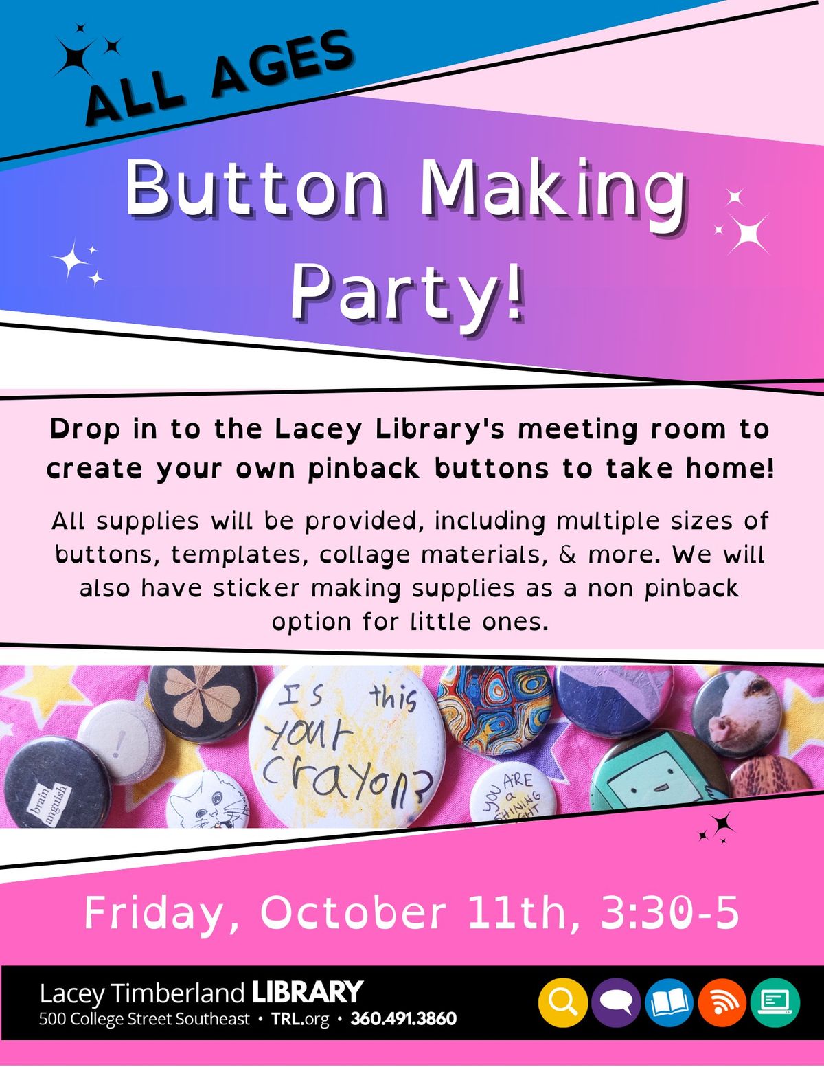 Button & Sticker Party!