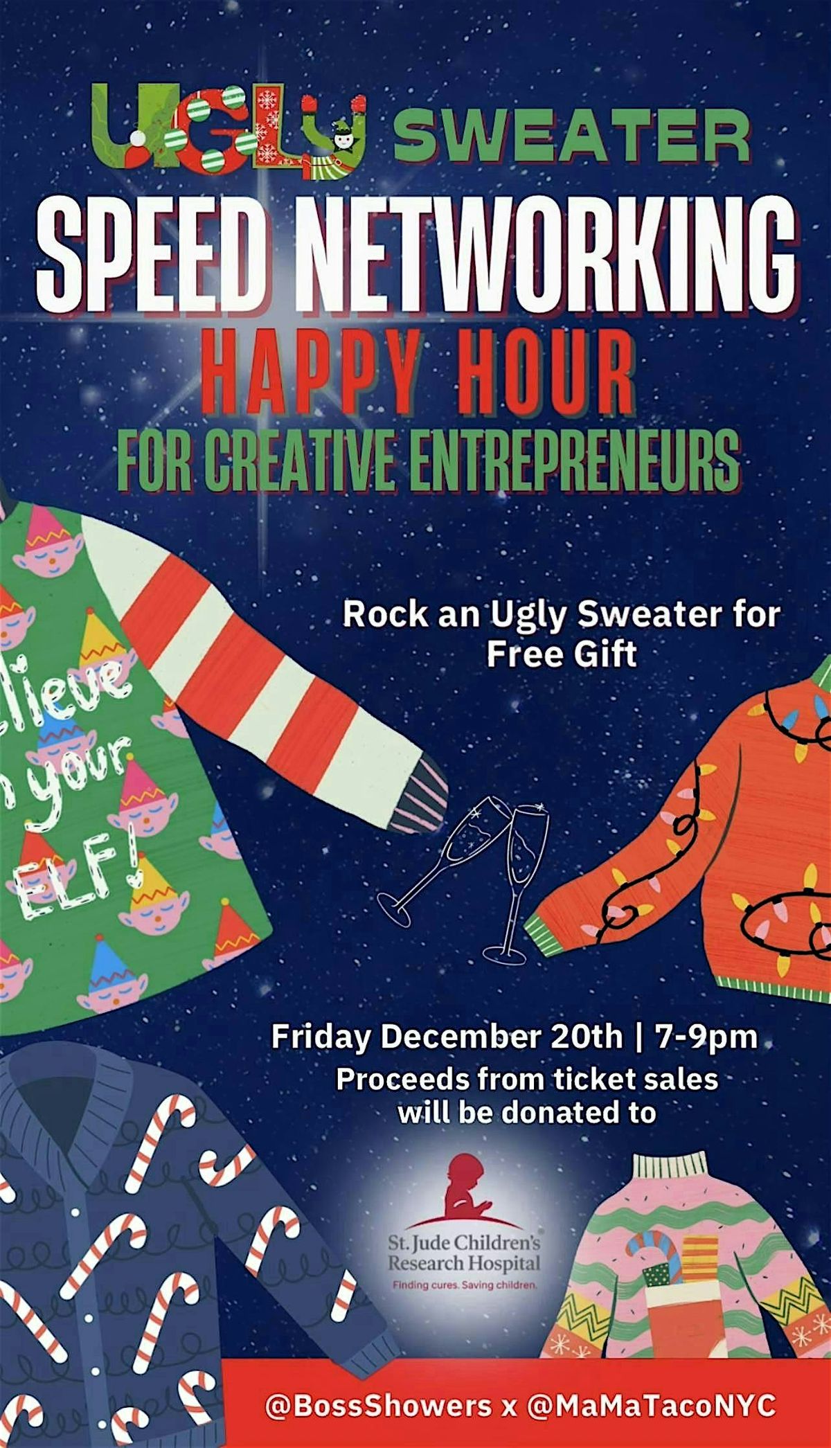 Network for a Good Cause! UglySweater Happy Hour for Creative Entrepreneurs