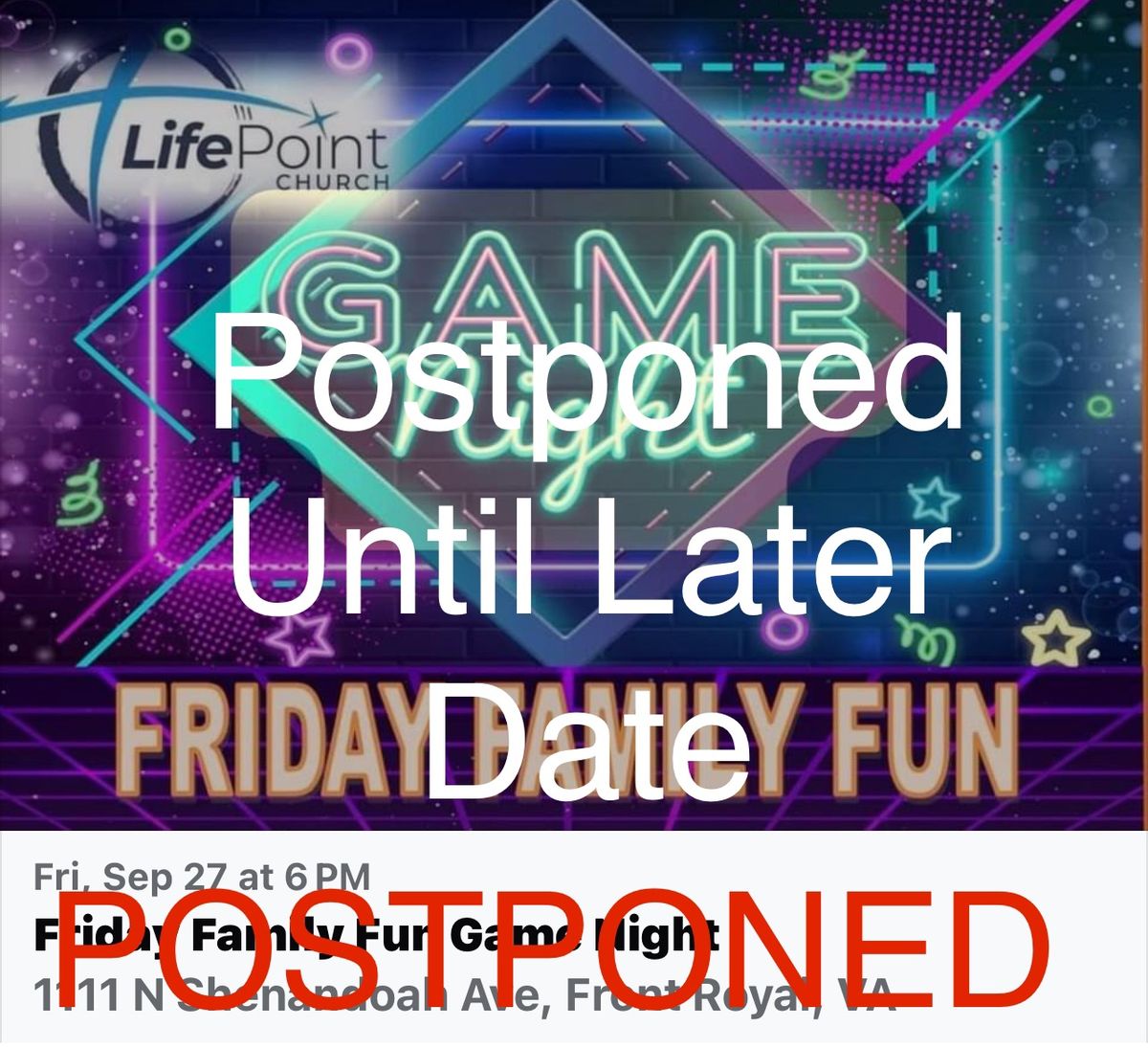 POSTPONED Friday Family Fun Game Night