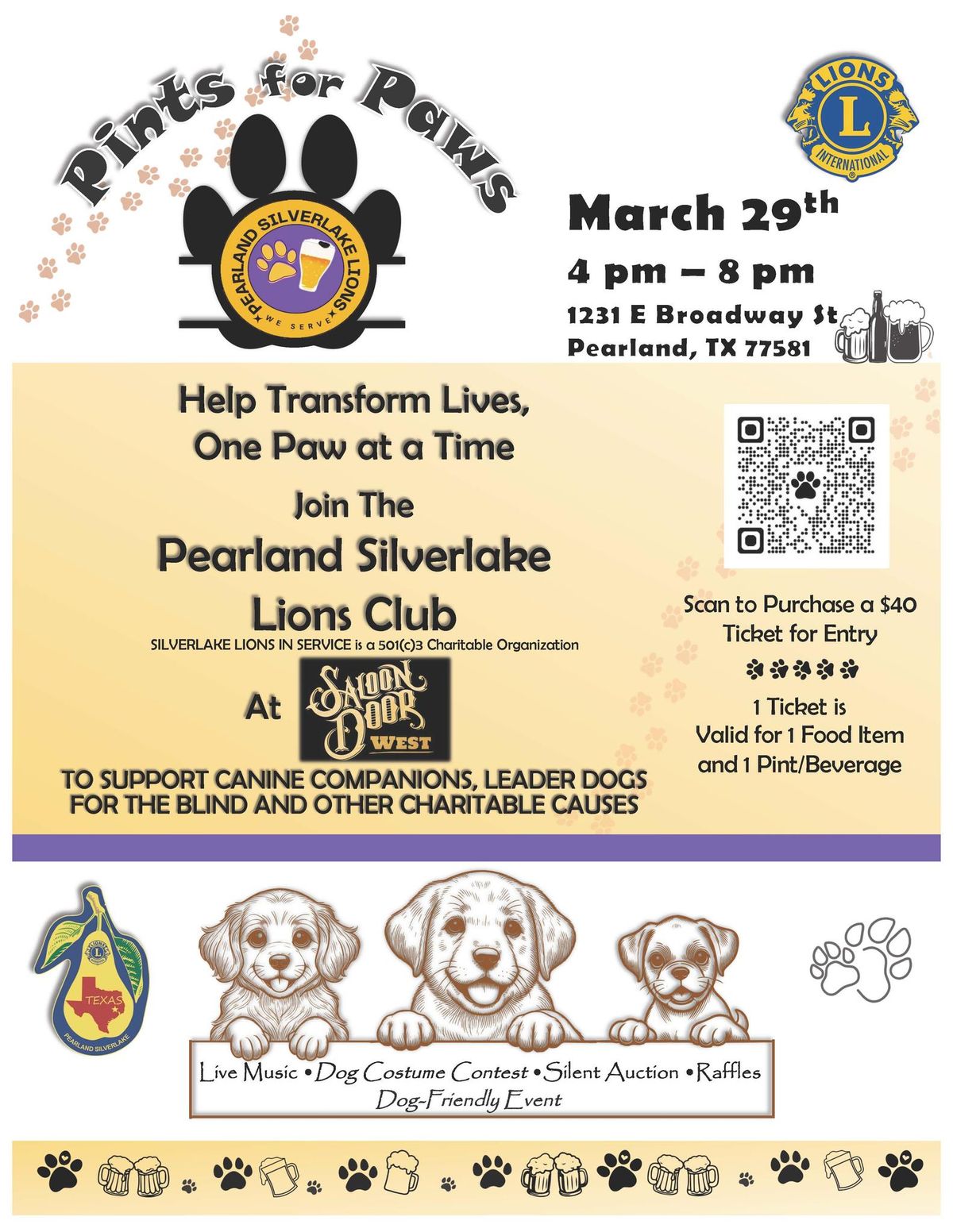 SAVE THE DATE: Pints for Paws