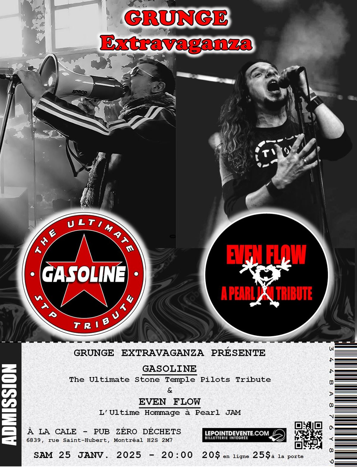 GRUNGE EXTRAVAGANZA \/\/ GASOLINE & EVEN FLOW soir\u00e9e double hommage \u00e0 STONE TEMPLE PILOTS & PEARL JAM