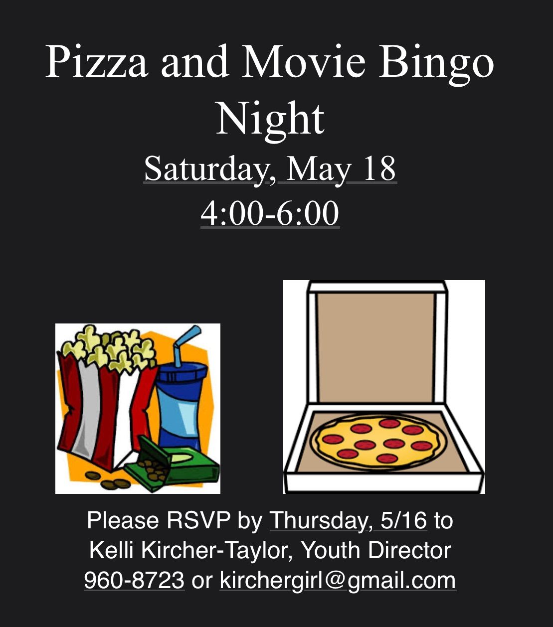 Youth Event - Pizza and Movie Bingo