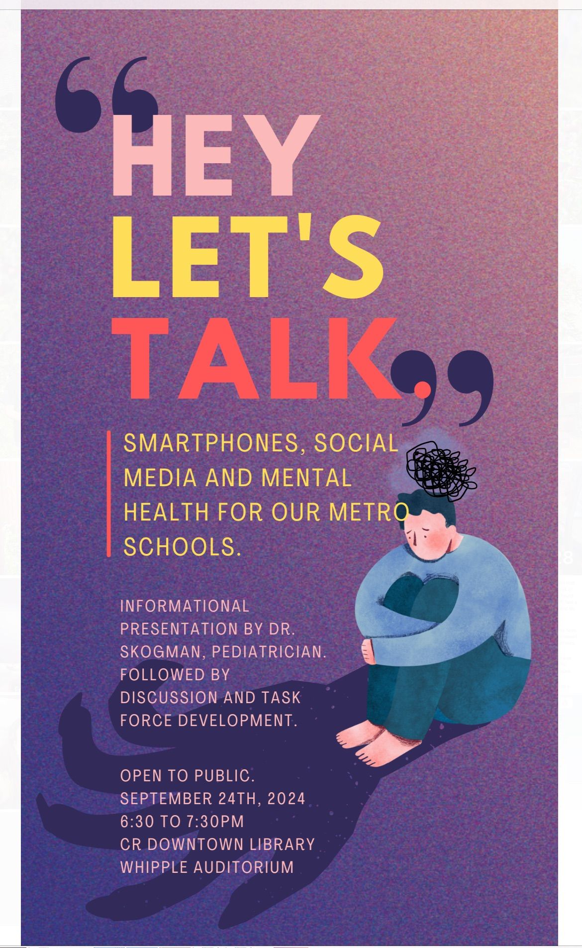 Lets chat all things smartphones, social media and mental health for your child. 