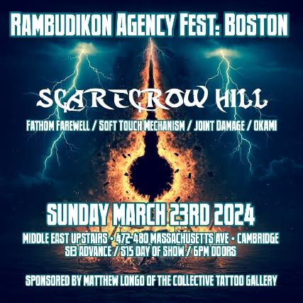 Rambudikon Agency Fest Boston feat Scarecrow Hill, Fathom Farewell, Soft Touch Mechanism, Joint Damage, Okami