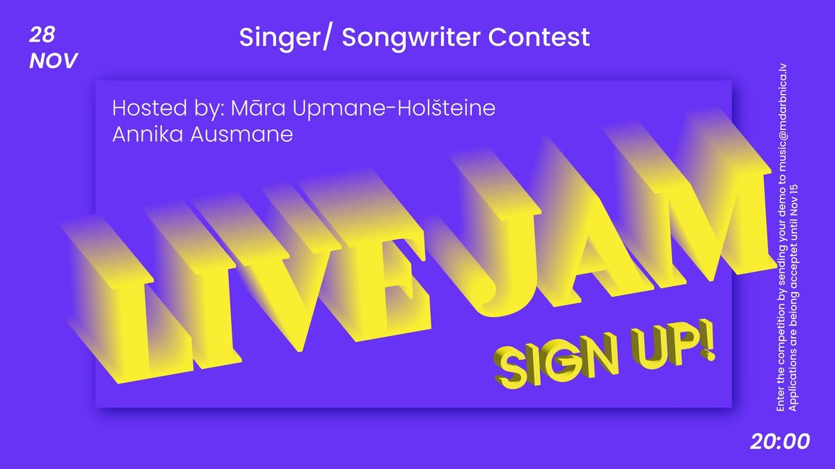 LIVE JAM | Singer\/Songwriter Contest | Hosted by M\u0101ra Upmane-Hol\u0161teine & Annika Ausmane