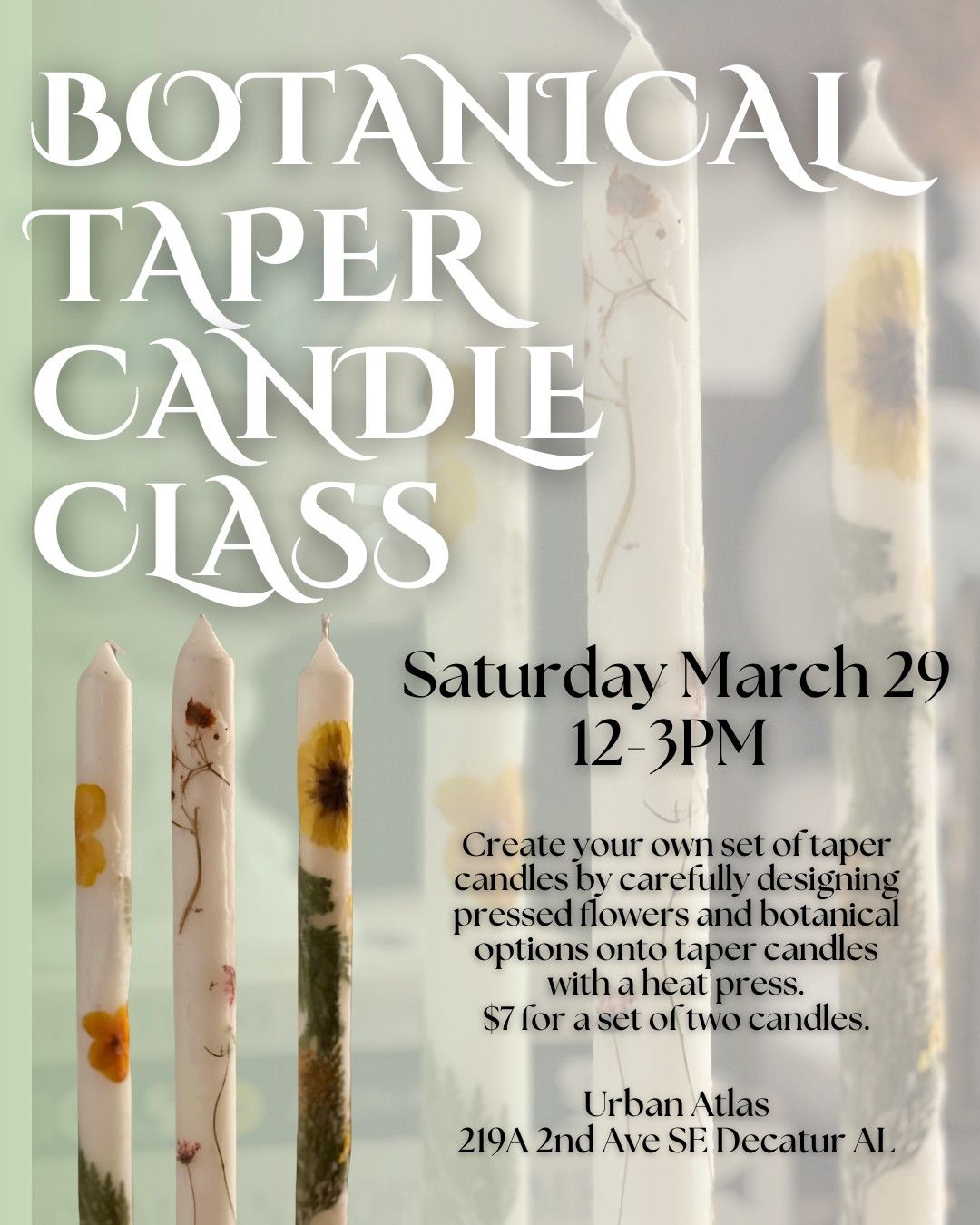 Botanical Taper Candle Class