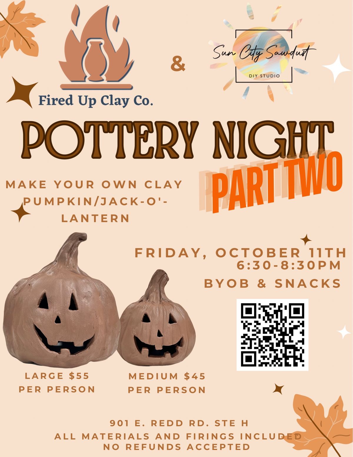 Pottery Night Clay Pumpkins\/Jack-o-lanterns PART 2