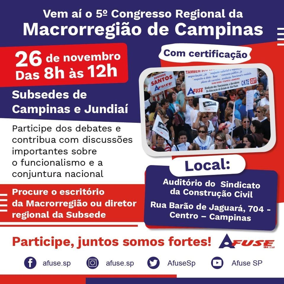 CONGRESSO DA MACRORREGIÃO DE CAMPINAS, Sindicato da Construcao Civil de ...