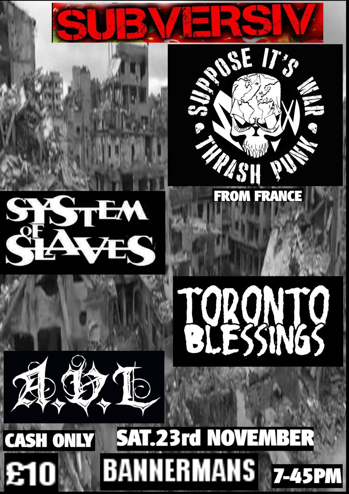 Suppose It's War[FR],System of Slaves,Toronto Blessings,A.V.L