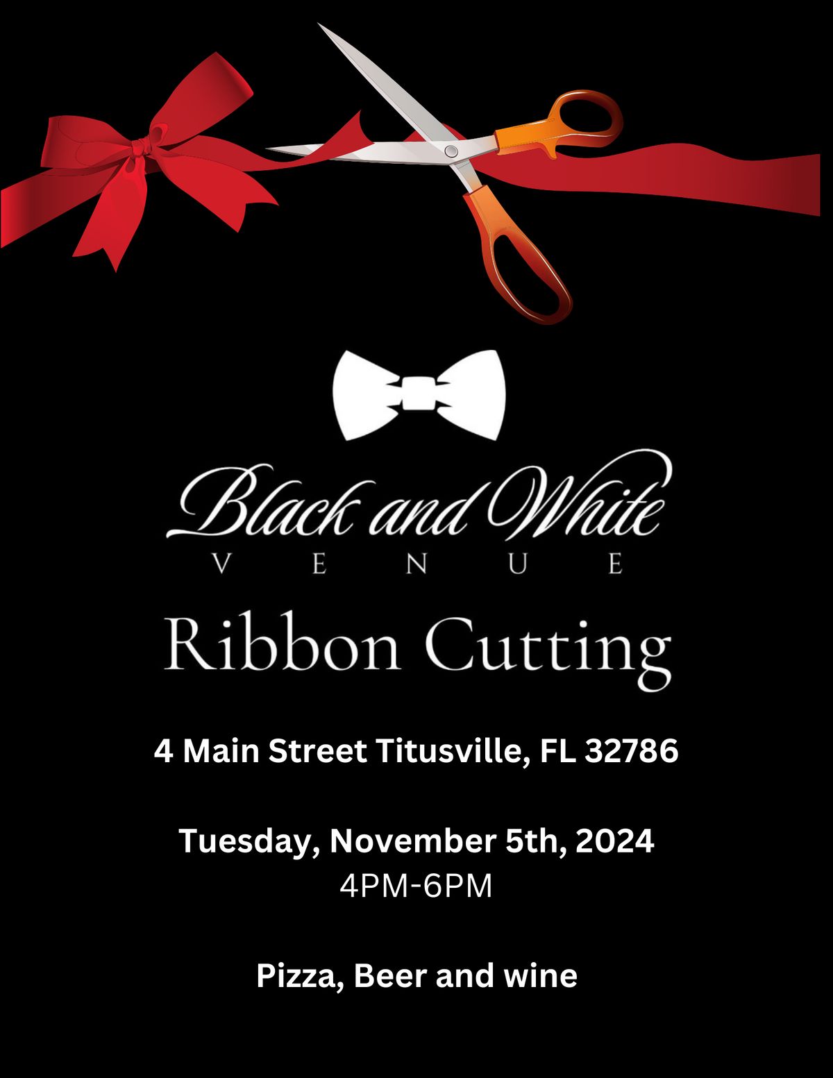 Black and White Venue Ribbon Cutting